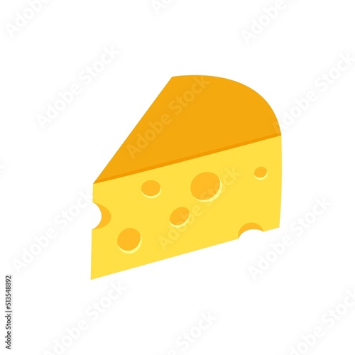 Vector illustration of a wedge of Maasdam cheese with holes. Dairy products healthy nutritious diet local produce concept
