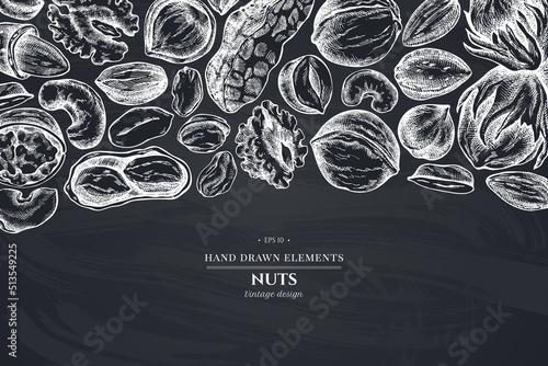 Monochrome design with chalk cashew, peanut, pistachio, etc.