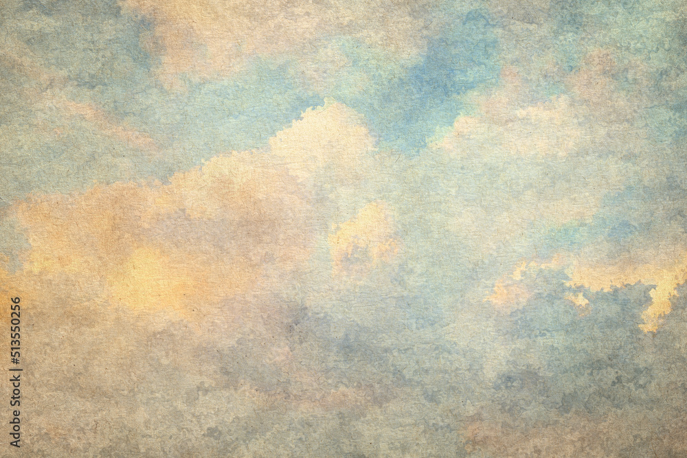 vintage watercolor clouds - obrazy, fototapety, plakaty 