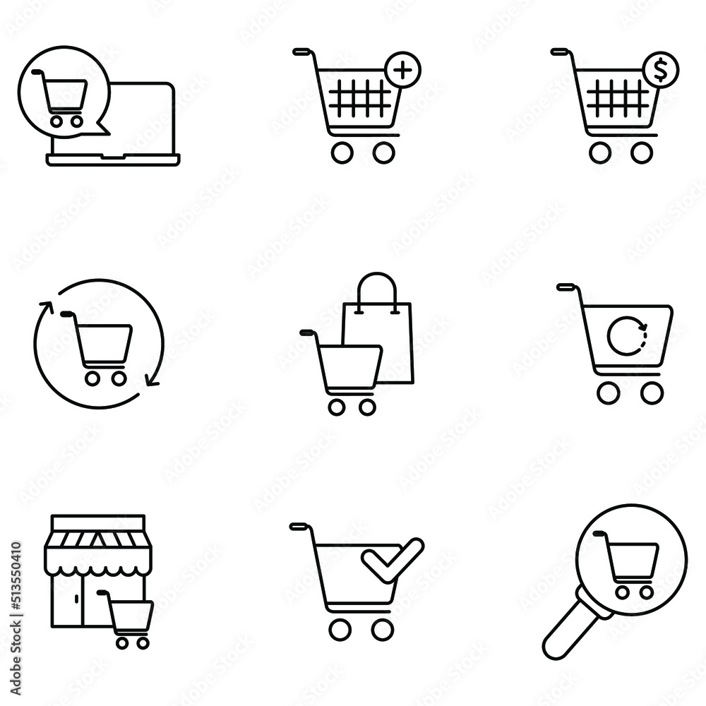 shopping cart icons set . shopping cart pack symbol vector elements for infographic web shopping cart icons set . shopping cart pack symbol vector elements for infographic web