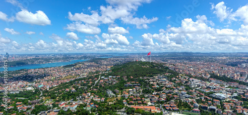 Panoramic view of Istanbul city. Istanbul cityscape from Kucuk Camlica communications tower. Camlica TV Radio tower is a popular place photo