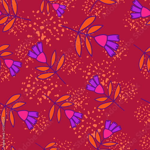 Flower seamless pattern in naive art style. Abstract simple floral wallpaper.