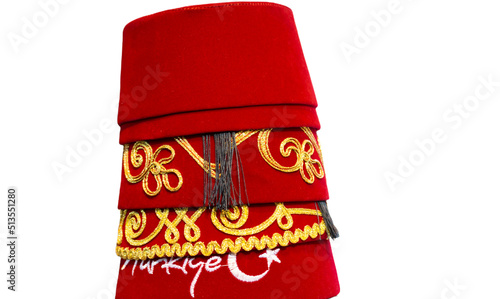 Turkish, Arabic headdress hat fez, fes or tarboosh with tassel photo