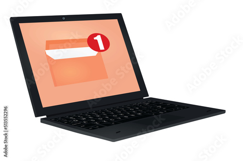 Mail icon on laptop. vector