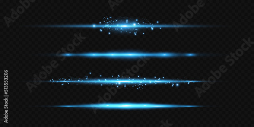 Motion light effect for banners. Blue lines. The effect of speed on a blue background. Red lines of light, speed and movement. Vector lens flare.