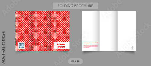 Red cover, tri fold brochure layout realistic rendering brochure layout. Brochure mock up