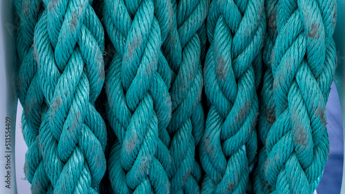 ship's rope texture. close up of a green thick rope