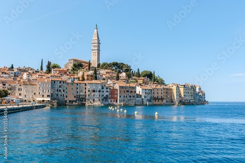 Townscape of the picturesque town of Rovinj on the coast of the Adriatic sea in Croatia photo