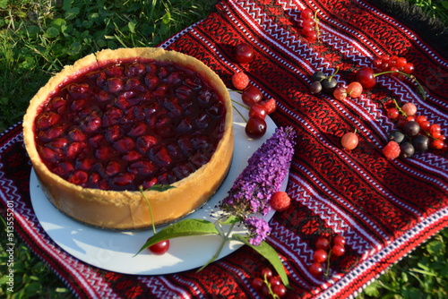 cheesecake with cherry photo