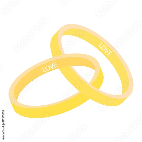 two wedding rings on a white background