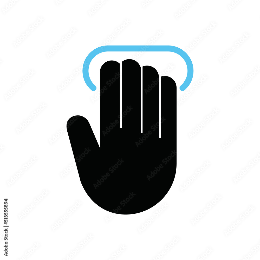 Four fingers touching gesture, Multi Touch, Vector. Four fingers touching gesture, Multi Touch, Vector.