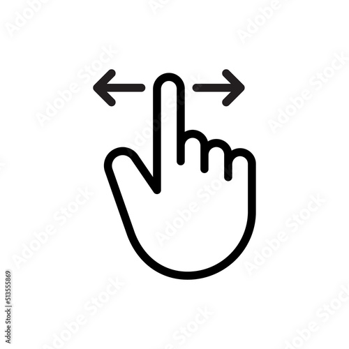 Gesture finger swipe left and right