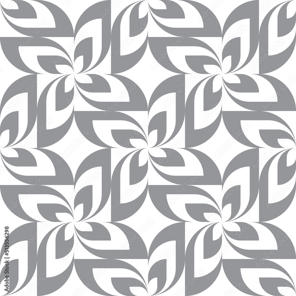 Gray leaves background design. Nature ornament seamless pattern. Monochrome abstract geometric mosaic. Foliage backdrop. Vector illustration. 