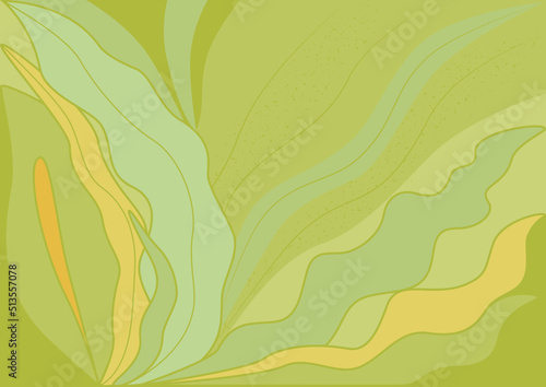Abstract yellow and green underwater wavy leaves