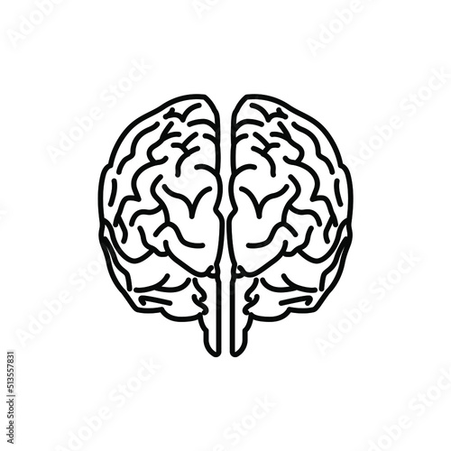 Brain outline front view illustration vector isolated