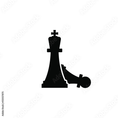 Pawn defeated by king vector isolated.Chess vector black color.Chess logo.