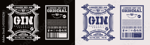 Set of template decorative label for gin