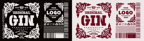 Template decorative label for London dry gin