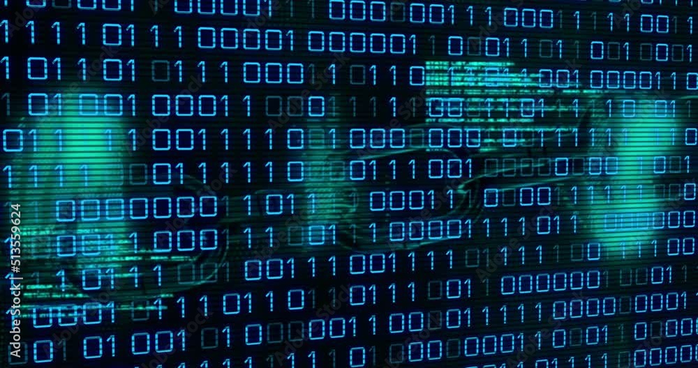 Animation of data processing over black background Animation of data processing over black background