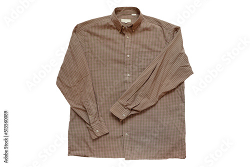 Shirt on a light background. Men's shirt made of cotton. The texture of the fabric. isolated.