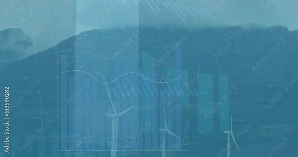 Animation of data processing over wind turbines Animation of data processing over wind turbines