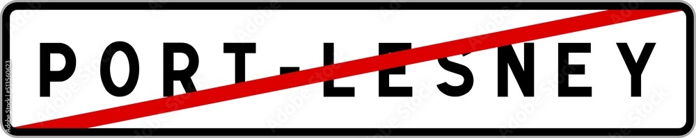 Obraz premium Panneau sortie ville agglomération Port-Lesney / Town exit sign Port-Lesney