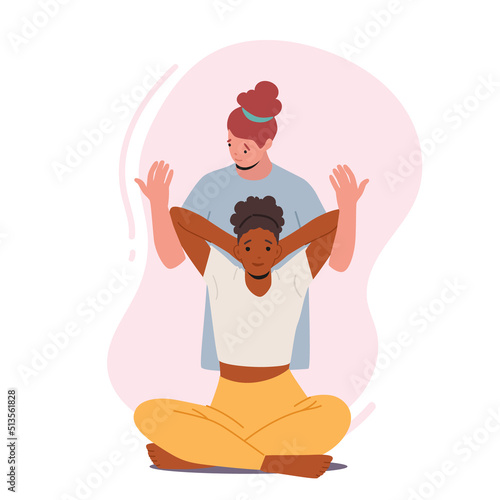 Osteopath Rehabilitation, Doctor Character Improve Woman Health. Professional Healer Adjust Spine Of Black Woman