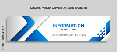 technology social media cover design or web banner with blue gradient