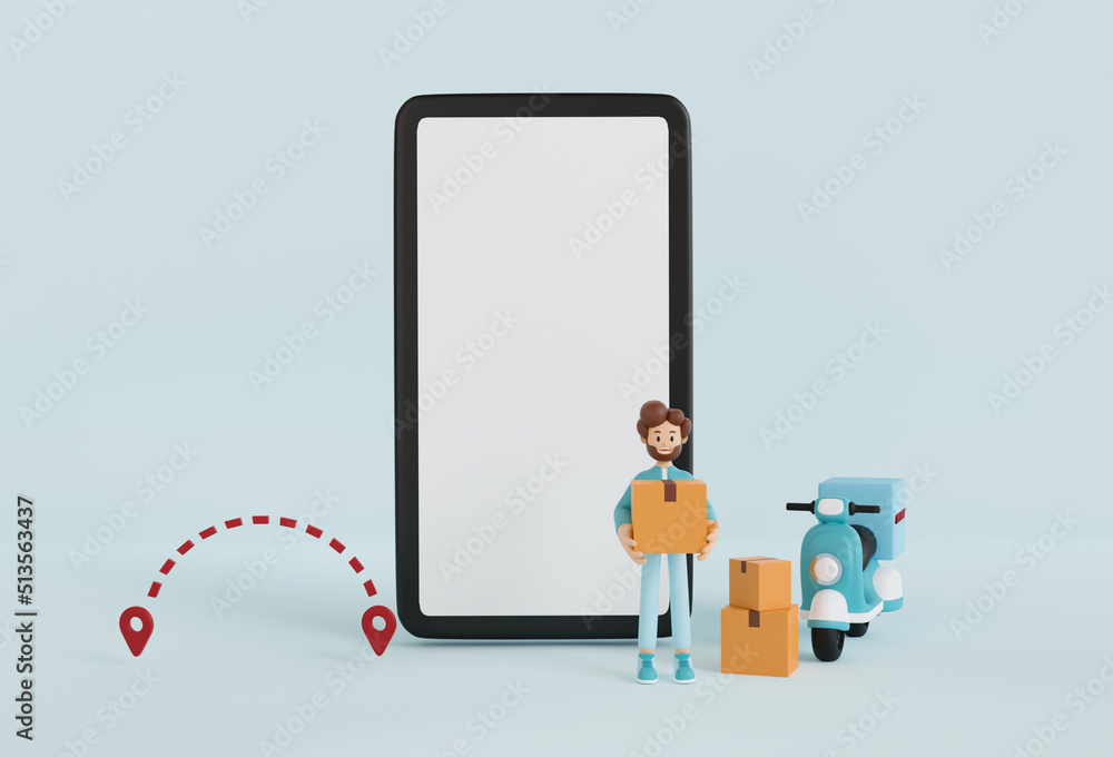 3d illustration.Online delivery service concept, delivery home and office 3d illustration.Online delivery service concept, delivery home and office