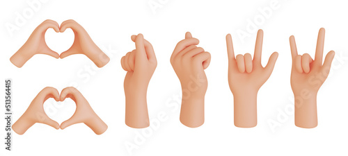 Hands gestures 3D cartoon