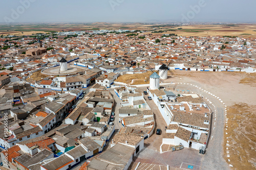 Panoramic view of Campo de Criptana province of Ciudad Real, Spain photo