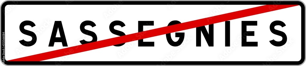 Panneau sortie ville agglomération Sassegnies / Town exit sign Sassegnies Panneau sortie ville agglomération Sassegnies / Town exit sign Sassegnies