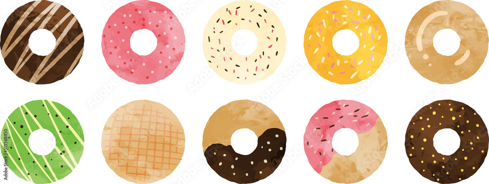 Fototapeta premium ドーナツのイラストセット