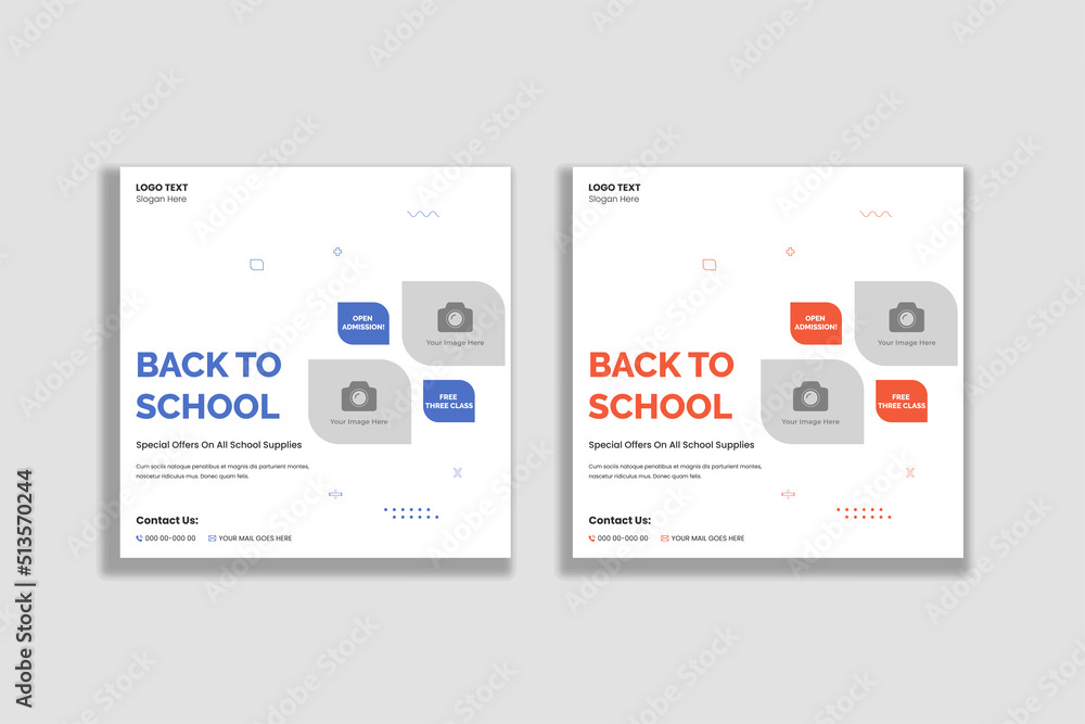 Back to school social media posts and web banner Back to school social media posts and web banner