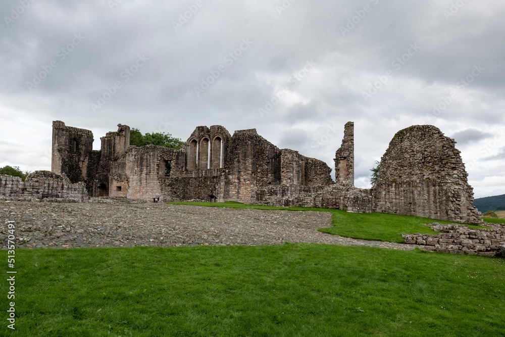 Landscape with ruins of Kildrummy Castle in Aberdeenshire, Scotland