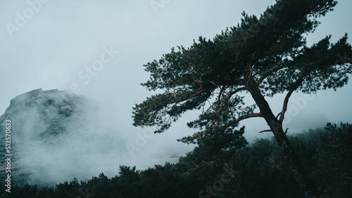 Cloudy mountain landscape. Fantasy photography