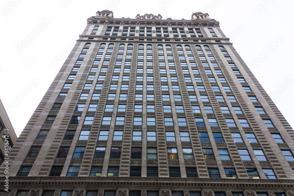 The soaring facade of an old skyscraper