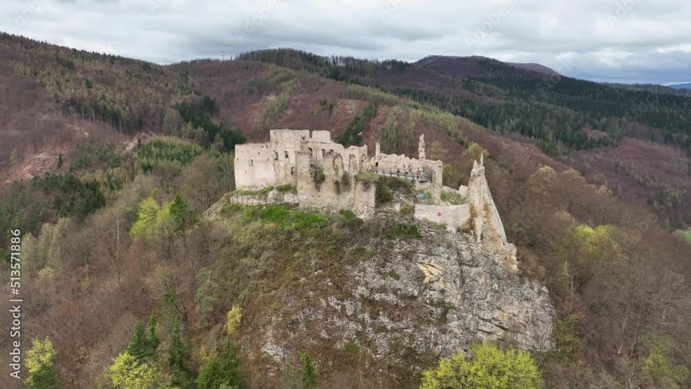 Aerial view of Povazsky castle in Slovakia Aerial view of Povazsky castle in Slovakia