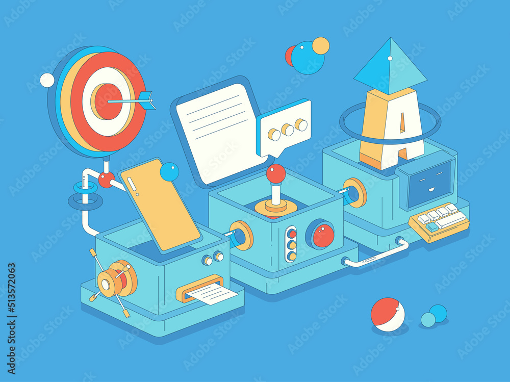 vector isometric scene of technology and finance
