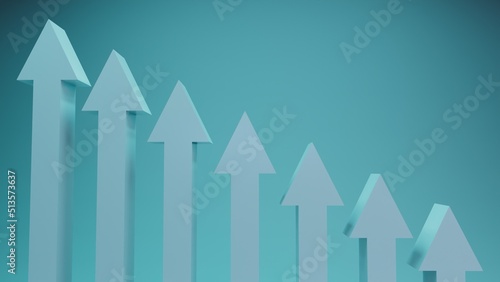 3d arrow growth chart on blue background