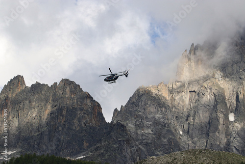 French Gendarmerie helicopter for mountain rescue in the Alps