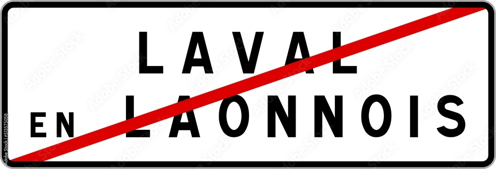 Panneau sortie ville agglomération Laval-en-Laonnois / Town exit sign Laval-en-Laonnois