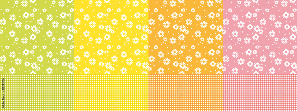 Simple summer daisy seamless pattern. Simple summer daisy seamless pattern.