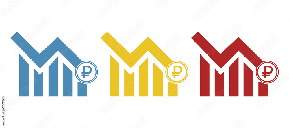 ruble falling icons on a white background, vector illustration ruble falling icons on a white background, vector illustration