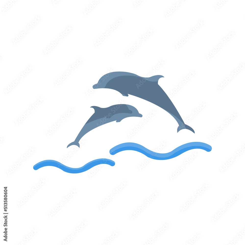 Obraz premium dolphins icon, jumping dolphins concept, vector illustration