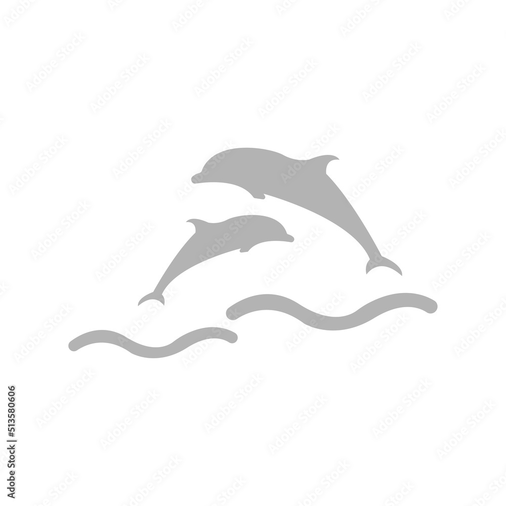 Fototapeta premium dolphins icon, jumping dolphins concept, vector illustration