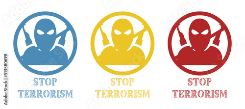 Terrorism stop icon, counter-terrorism concept, vector illustration