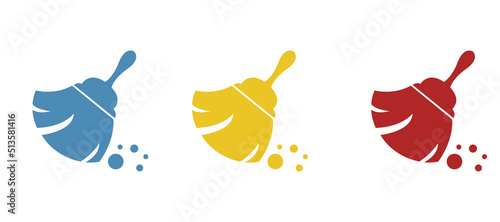 broom icon on white background, vector illustration