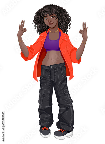 Street fashion girl. Vector...