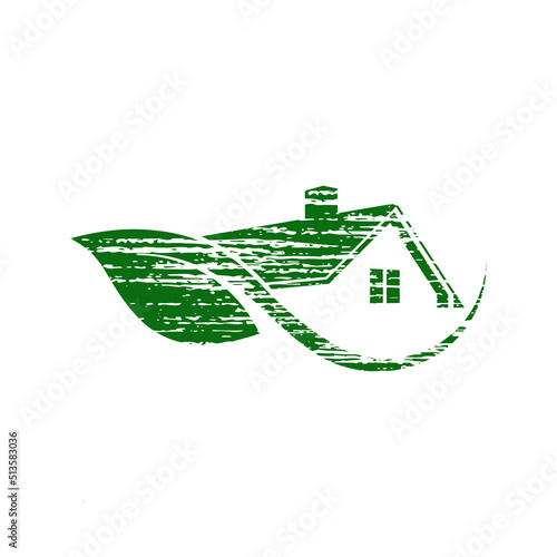 Real Estate House eco friendly distressed effect